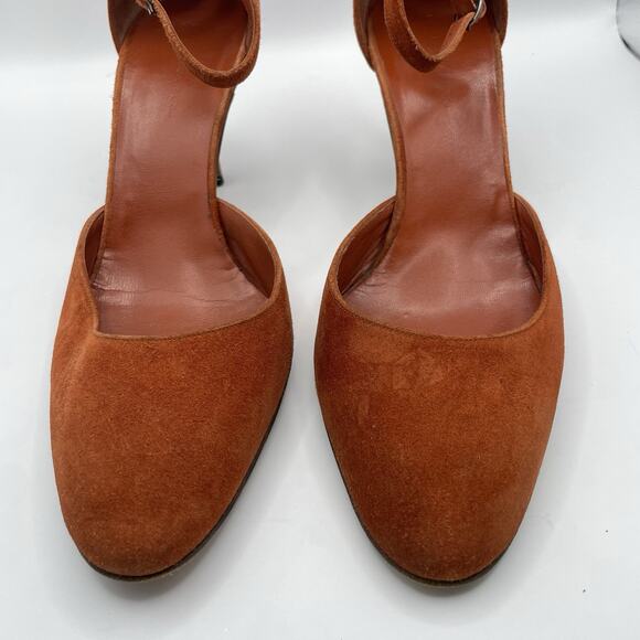 Balenciaga Size‎ 6.5 Suede Leather Strappy High Heels Burnt Orange Almond Toe - Picture 2 of 10